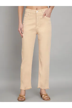 AngelFab Women Jean Straight Fit High-Rise Clean Look Cotton Jeans