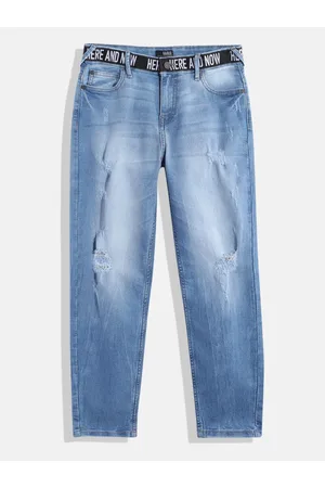 HERE&NOW Boys Tapered Fit Mildly Distressed Stretchable Jeans