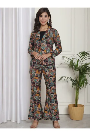Buy Claura Women Mid-Rise Cotton Printed Flared Lounge Pants (Small, Black,  1) at Amazon.in