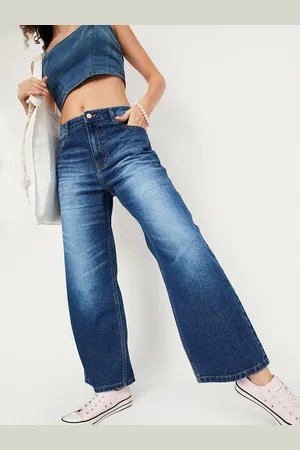 Max Collection Women Clean Look Heavy Fade Mid-Rise Pure Cotton Jeans