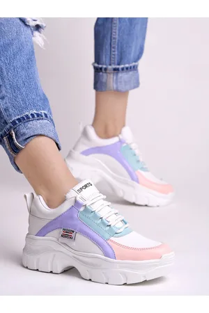 Shoetopia Women Round Toe Colourblocked Comfort Insole Lace-Ups Sneakers