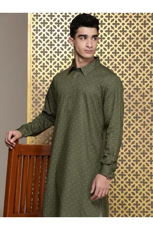 House of Pataudi Geometric Printed Regular Jashn Kurta with Pathani Salwar