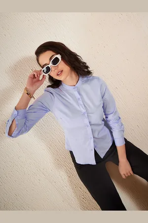 DENNISON Smart Slim Fit Band Collar Cotton Formal Shirt