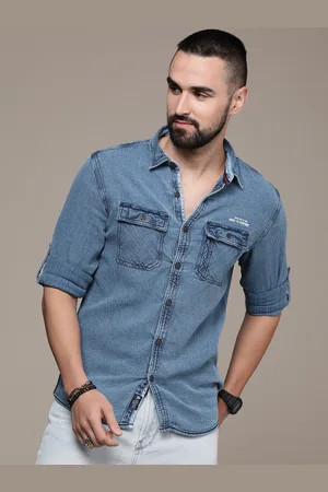 Roadster The Life Co. Typography Printed Knitted Pure Cotton Casual Shirt