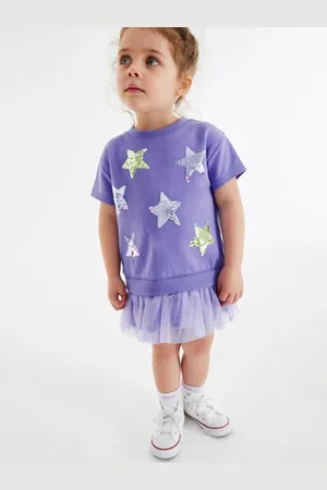 Stylecast Girls Purple Print Drop-Waist Dress