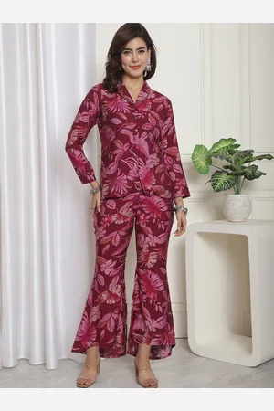 Claura Printed Shawl-Collar Shirt With Trouser