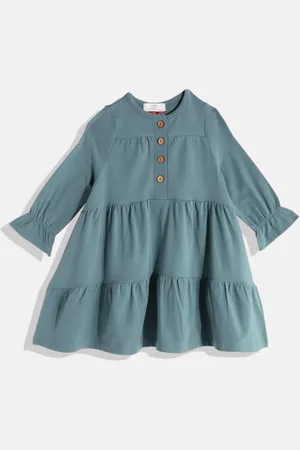 METRO KIDS COMPANY Girls Solid Bishop Sleeve A-Line Dress