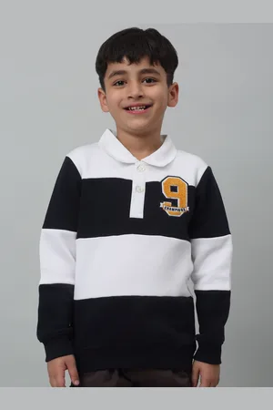 CANTABIL Boys Colourblocked Shirt Collar Cotton Sweatshirt