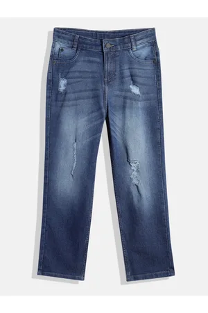 HERE&NOW Boys Straight Fit Mildly Distressed Stretchable Jeans