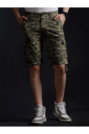 WROGN Men Camouflage Printed Slim Fit Cotton Cargo Shorts