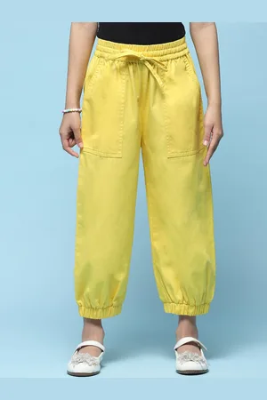 Biba Girls Relaxed Mid-Rise Plain Cotton Cropped Joggers