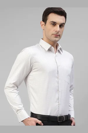 English Navy Smart Slim Fit Micro Checks Spread Collar Long Sleeves Formal Shirt