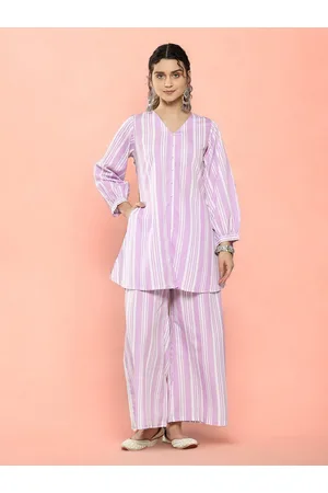 Ahalyaa Striped V-Neck Top & Palazzo Ethnic Co-Ords