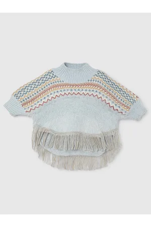 Max Collection Girls Cable Knit Mock Collar Pullover