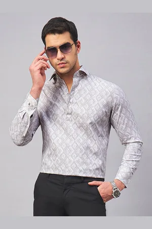 LOUIS STITCH Geometric Printed Pure Cotton Semiformal Shirt