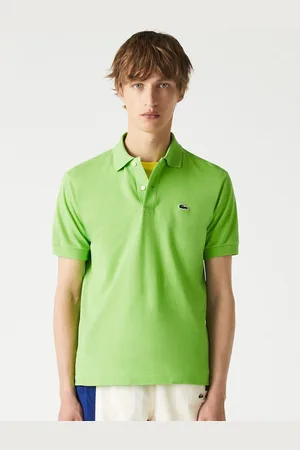 Lacoste Men Green Cotton Polo Collar T-shirt
