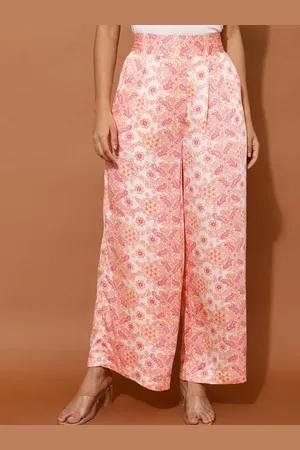 Fabindia Women Textured Printed Straight Fit Trousers