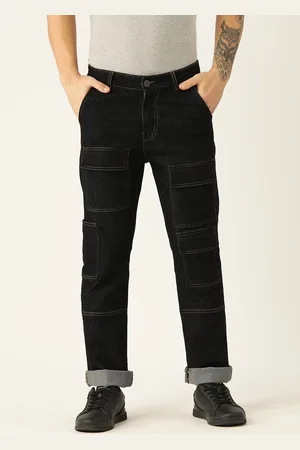 PARIS HAMILTON Men Utility Style Relaxed Fit Stretchable Light Fade Denim Cargo Jeans