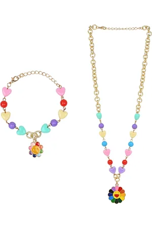 asthetika Girls Floral Smiley Charm Jewellery Set