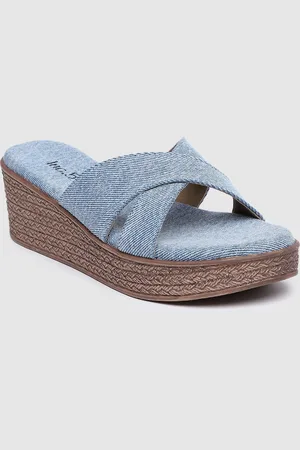 Inc 5 Women Denim Textured Wedge Sandals