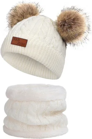 EL REGALO Kids Self Design Woollen Beanie With Neck Warmer