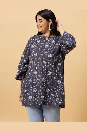 Sztori Purple Printed Keyhole Neck Pure Cotton Straight Kurta