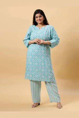 Sztori Floral Printed Notched Neck Straight Kurta with Trouser