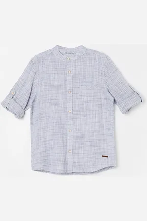 Lifestyle Boys Mandarin Collar Cotton Opaque Casual Shirt