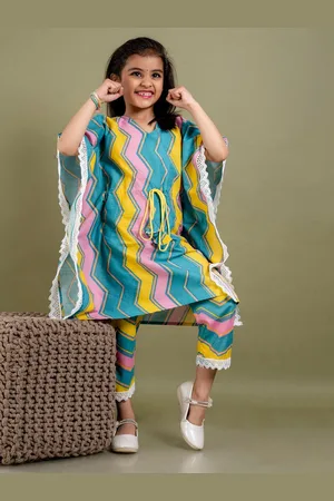 BAESD Girls Thread Work Pure Cotton kaftan pant set