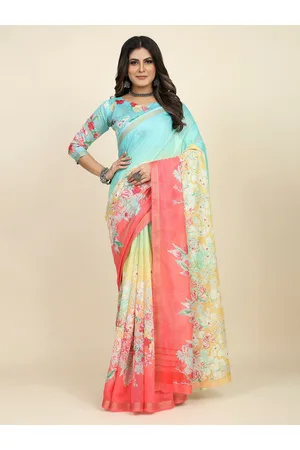 Kalini Floral Printed Zari Bagru Saree
