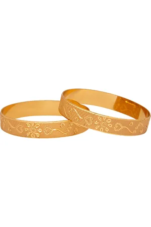 Shivansh Set Of 2 Gold-Plated & Toned Traditional Flower Design Bangles