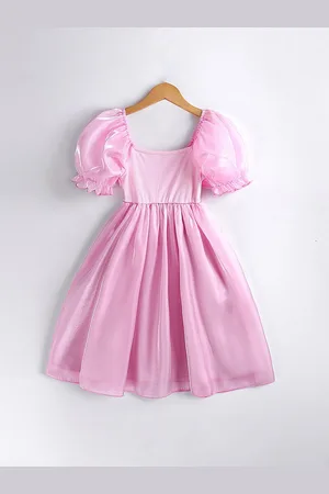 Stylecast Girls Pink Puff Sleeve Fit & Flare Dress