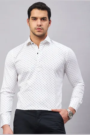 LOUIS STITCH Spread collar Long Sleeves Opaque Printed Cotton Semiformal Shirt