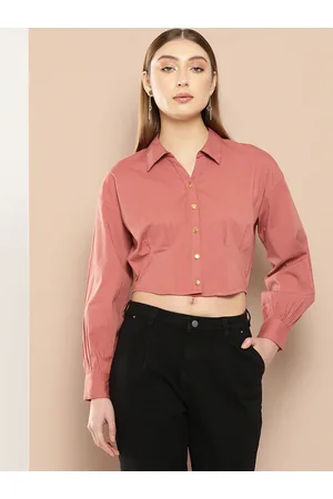 Chemistry Smocked Shirt Style Crop Top
