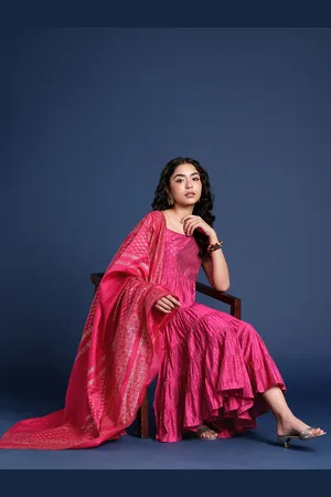 Taavi Women Rogan Ethnic Motifs Printed Fusion Top & Sharara With Dupatta