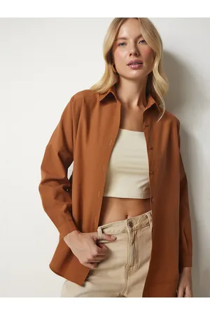 Happiness istanbul Spread Collar Long Sleeves Casual Shirt