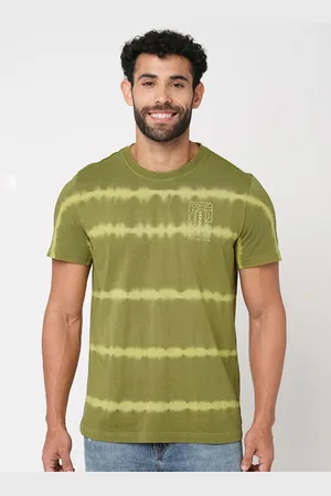 Blue Buddha Tie and Dye Printed Round Neck Short Sleeves Cotton Regular T-shirt