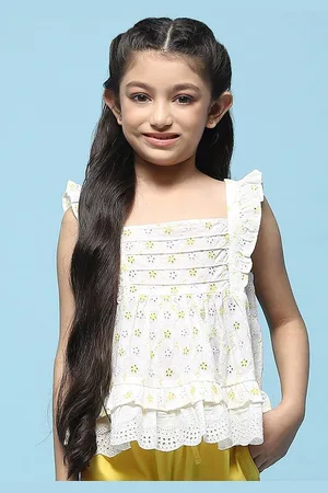 Biba Self Design Schiffli Cotton Top