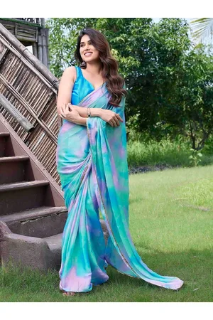 Kalini Teal & Blue Tie and Dye Saree