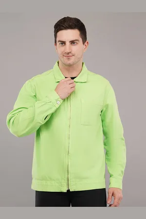 Mast & Harbour Green Spread Collar Denim Jacket