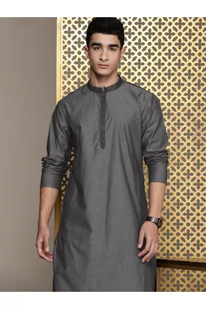 House of Pataudi Solid Regular Jashn Pure Cotton Kurta with Pathani Salwar