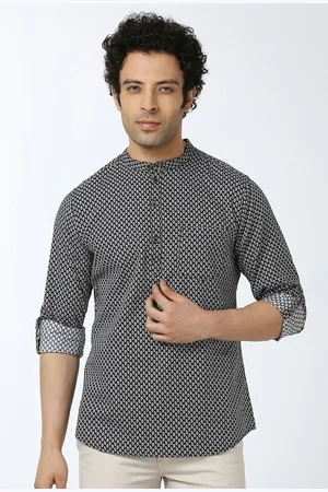 VALEN CLUB Geometric Printed Mandarin Collar Cotton Kurta