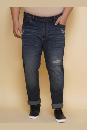 John Pride Men Plus Size Mildly Distressed Light Fade Stretchable Jeans