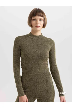 DeFacto Self Design High Neck Long Sleeves T-shirt