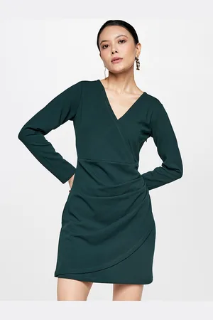 AND V-Neck Full Sleeves Mini Dress