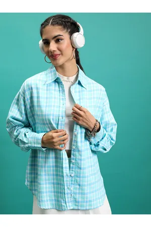 Tokyo Talkies Women Checked Oversize Boyfriend Fit Overshirt
