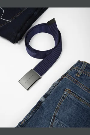 Louis Philippe Textured Slider Buckle Belt