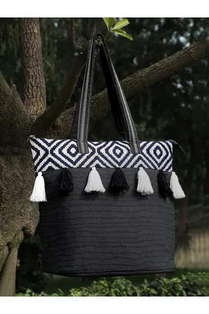 Anekaant Geometric Textured Cotton Canvas Shopper Tote Bag