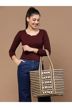 Anekaant Jute Shopper Tote Bag With Tasseled