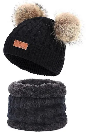 EL REGALO Kids Self Design Woollen Beanie With Neck Warmer